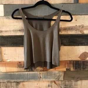 Olive Green Suede Crop Top